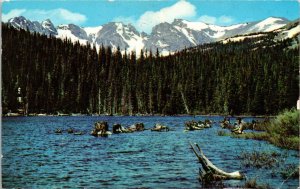 Brainard Lake W Ward Colorado Snowcapped Peaks Range Postcard PM Boulder CO WOB 