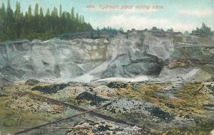 United States hydraulic placer mining scene industrial landscape postcard 