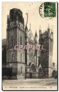 Old Postcard Poitiers Facade De La Cathedrale Saint Pierre