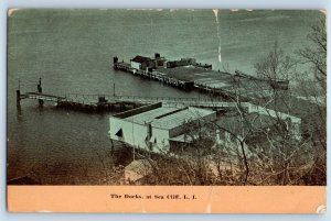 1913 View Of The Docks At Sea Cliff Long Island New York NY Antique Postcard
