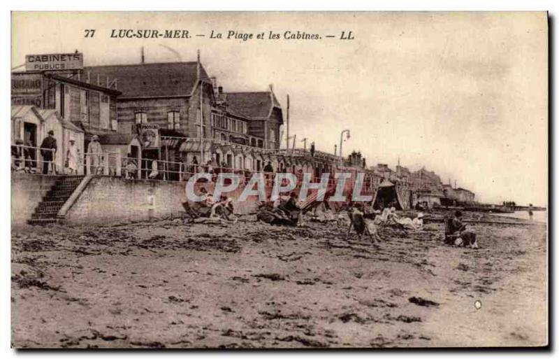 Old Postcard Luc Sur Mer Beach and Cabins