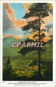 Old Postcard Estes Park Colorado Sunset on Long's Peak Rocky Mountain National