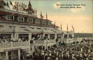 Nantasket Beach MA Crowd at Schlitz Palm Garden c1910 Postcard