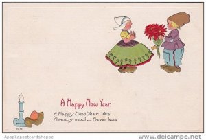 Young Dutch Children Happy New Year 1914