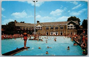 Wheeling West Virginia 1960s Postcard Swimming Pool Pine Room Oglebay Park