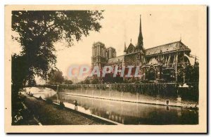 Old Postcard Paris Seine overlooking the Cathedral