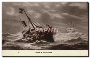 Postcard Old Boat Sailboat in storm