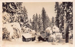 BIG BEAR LAKE CALIFORNIA~SAN BERNARDINO MTNS-CABINS BIG SNOW~REAL PHOTO POSTCARD