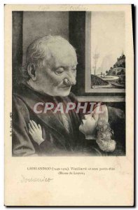 Old Postcard Musee Du Louvre Ghirlandaio Old Man and his little son
