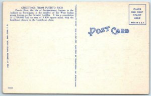 Large Letter Linen PUERTO RICO ca 1940s Isle of Enchantment Tichnor  Postcard