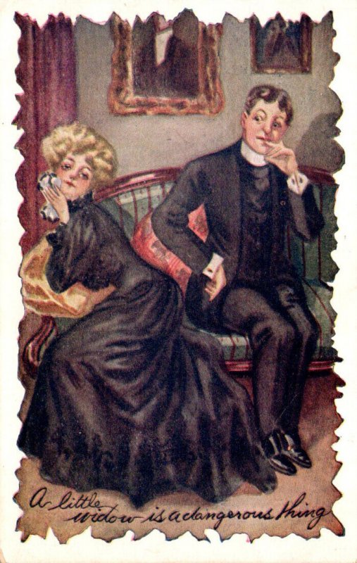 Humour Romantic Couple A Little Widow Is A Dangerous Thing 1910