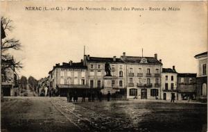 CPA NERAC - Place de Normandie - Hotel de Postes - Route (650743)