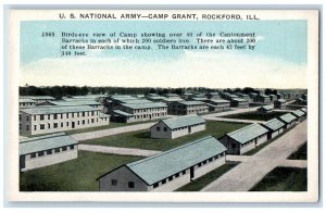 c1920 US National Army Barracks Camp Grant Rockford Illinois IL Vintage Postcard