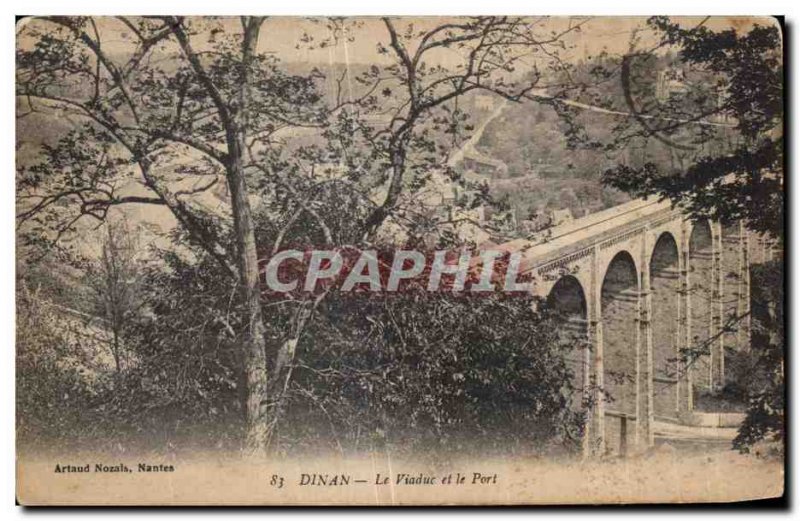 Old Postcard Dinan Viaduct and the Port