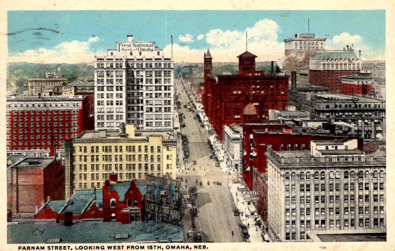 Omaha, Nebraska - Downtown on Farnam Street, from 15th - in 1920