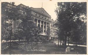 Battle Creek Michigan~Sanitarium~Front Entrance~Blanket over Chairs~Vintage RPPC