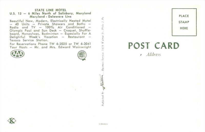 Maryland Salisbury , State Line Motel