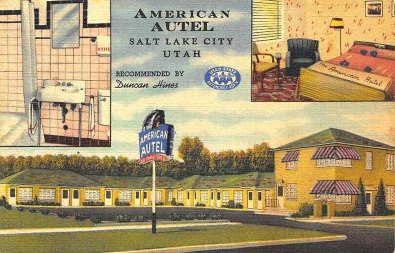 Salt Lake City UT American Autel Multi-View Curt-Teich Linen Postcard 