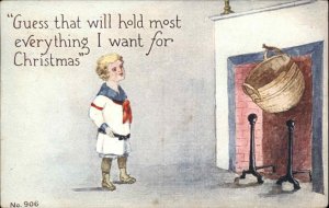 Christmas Chicago IL Sharkey Books Little Boy Waiting for Books c1910 Postcard