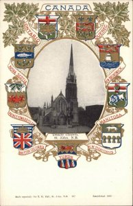St. John New Brunswick Trinity Church c1910 Postcard Patriotic Crest Border
