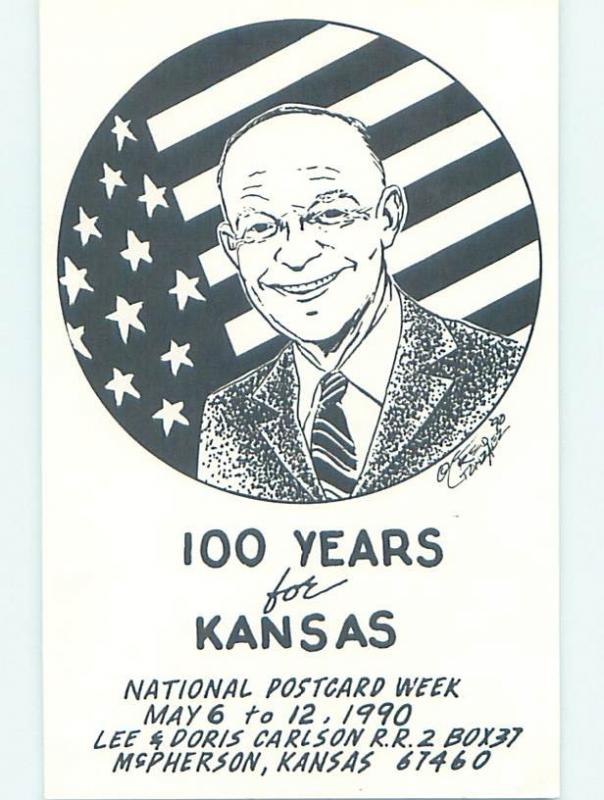 1990 PRESIDENT EISENHOWER FOR NATIONAL POSTCARD WEEK Mcpherson KS H9585-12