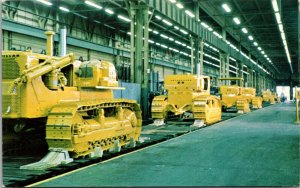 Postcard Caterpillar Tractor Company Assembly Line in Peoria, Illinois