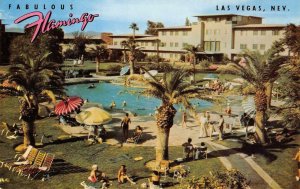 FLAMINGO HOTEL Las Vegas, NV Swimming Pool Roadside c1950s Vintage Postcard
