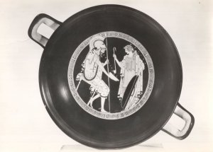 Attic Red Figured Kylix 480BC Warrior Roman Earthenware Postcard