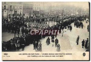 Old Postcard zeppelins on Paris National Funeral victims
