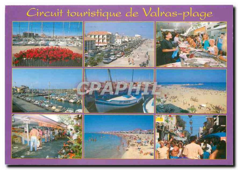 Postcard Modern tourist beach Valras Circuit