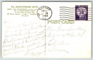 The Downtowner Motel - Green Bay, Wisconsin - 1960 - Postcard