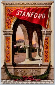 Palo Alto California c1907 Postcard Leland Stanford University Pennant Arches