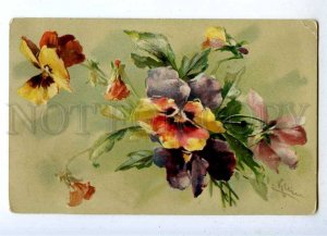 187684 PANSY Flowers by C. KLEIN Vintage Embossed Colorful PC