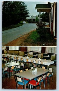 Cleveland Georgia Postcard Holiday Manor Motel Restaurant Waterfalls Buffet 1960