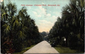 Palm Avenue Colonial Park Savannah Vintage Postcard C292