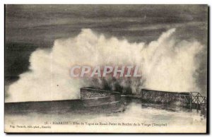 Biarritz Old Postcard Efet wave at the roundabout of the rock of the Virgin (...