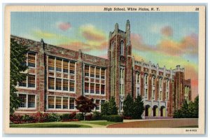 1957 High School Campus Building Tower Landscape White Plains New York Postcard