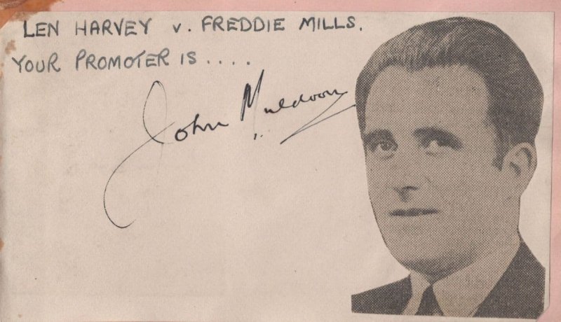 Unidentified 1940s Boxing Promoter Old Hand Signed Autograph