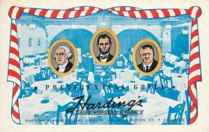  Lincoln Washington Presidential Grill Restaurant Harding`s Ad. Chicago Illinois