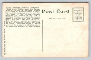 Rush Street Bridge   Chicago  Illinois   Postcard