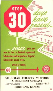 Packard Service Lubrication Service Sherman Cty Motors Goodland KS Postcard