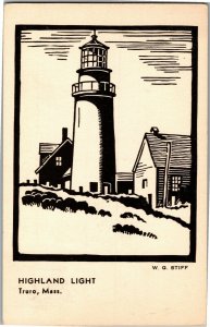 Highland Light by W. G. Stiff, Truro MA Vintage Postcard Q35