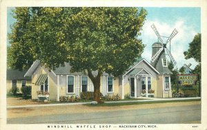 1920s Mackinaw City Michigan Windmill Waffle Shop Roadside Restaurant Postcard