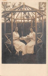 Nagoya Japan Golden Castle Girls School Tea in Garden Real Photo PC AA109422