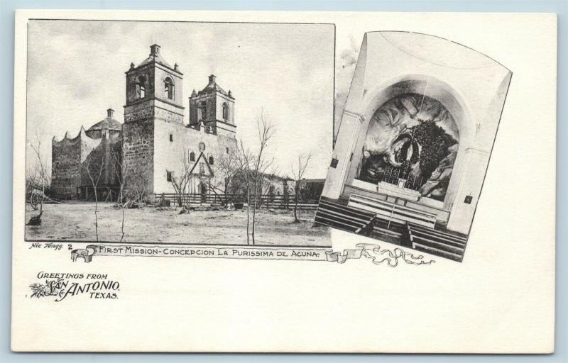 Postcard TX San Antonio Mission Concepcion La Purissima De Acuna Nic Tengg J22