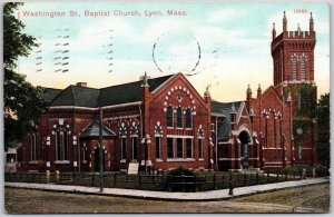 1910's Washington Street Baptist Church Lynn Massachusetts MA Posted Postcard