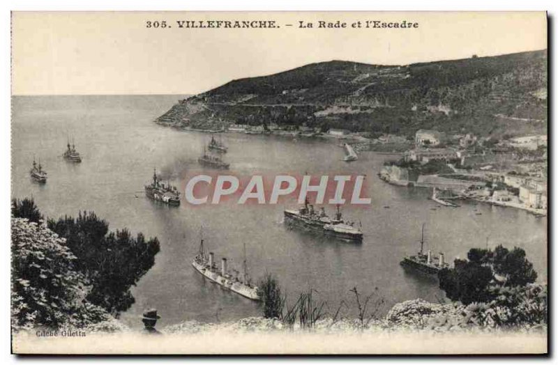 Old Postcard Villefranche La Rade and L & # 39Escadre Charter