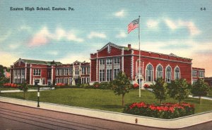 Vintage Postcard 1930's Easton High School Buildings Pennsylvania PA Structure