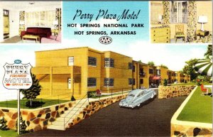 Hot Springs, AR Arkansas  PERRY PLAZA MOTEL Room/Lobby ROADSIDE Linen Postcard
