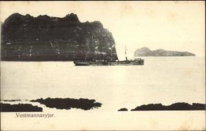 Vestmannaeyjar Iceland Steamer Ship c1905 UDB Postcard